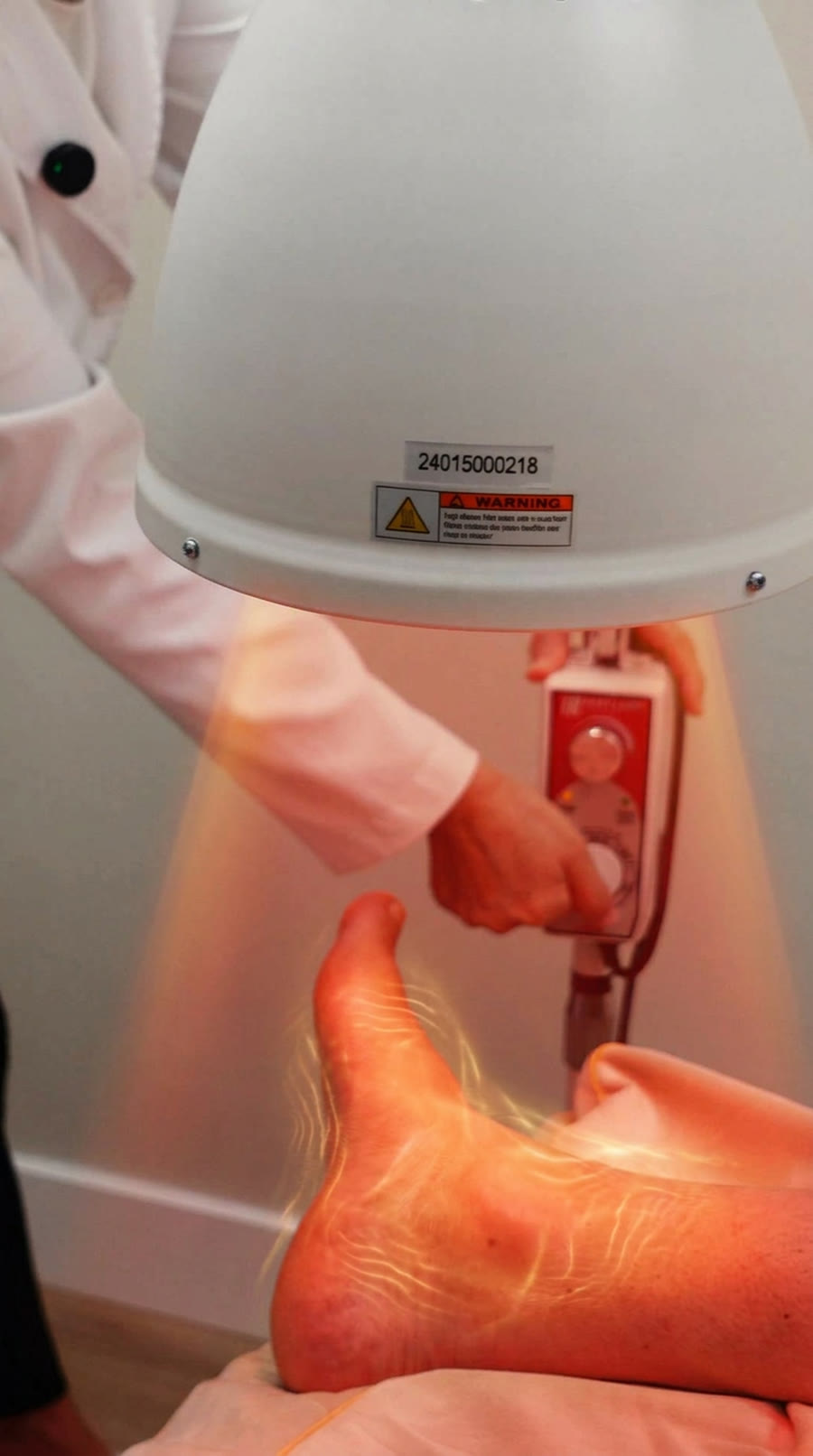 Infrared therapy — glowing treatment close-up